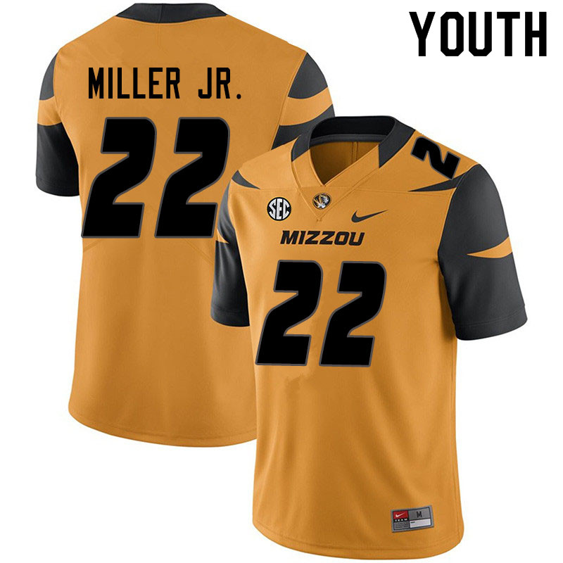 Youth #22 Aubrey Miller Jr. Missouri Tigers College Football Jerseys Sale-Yellow